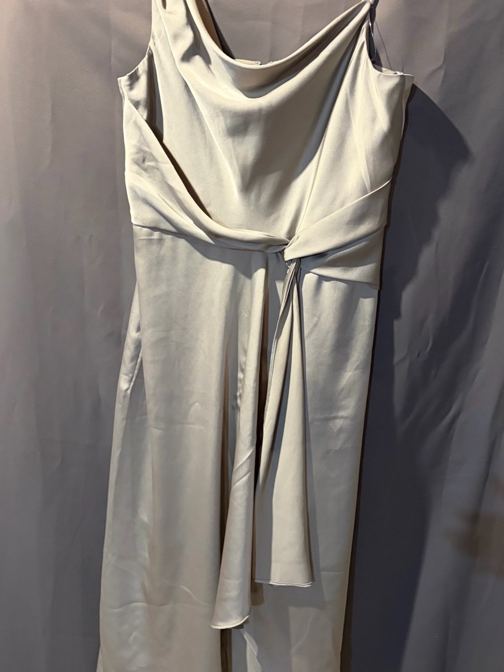 Ever New Cream Asymmetrical Draped Tie-Waist Dress
